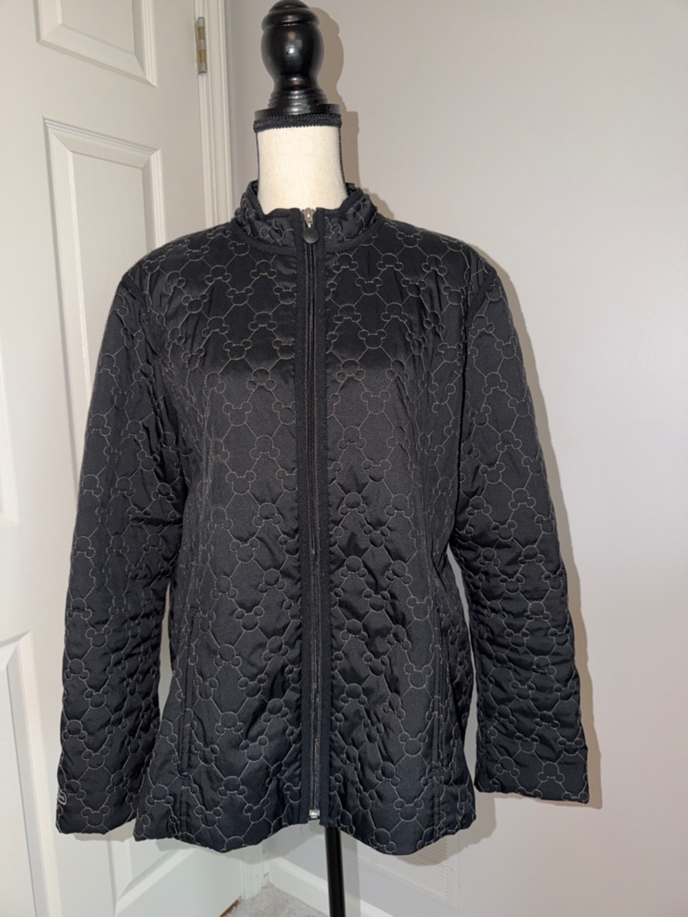 Mickey Mouse - Disney Black Quilted Zip-Front Jacket